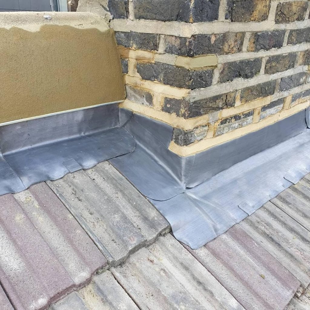 Lead Flashing Repair Kilkee showing new leadwork professionally fitted around chimney in County Clare
