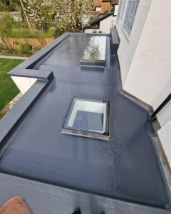 Fibreglass Roof Ennis with new insulation, plywood decking and waterproof fibreglass coating